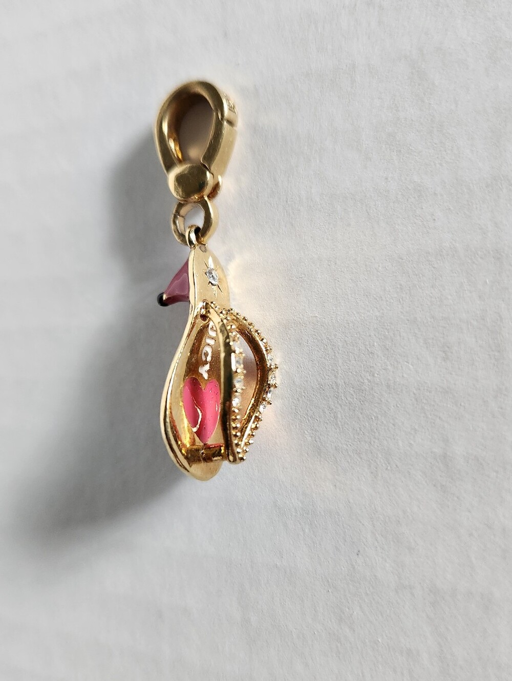 Juicy Couture Vintage Pink SANDAL Shoe Bracelet Charm Y2K Gold Tone